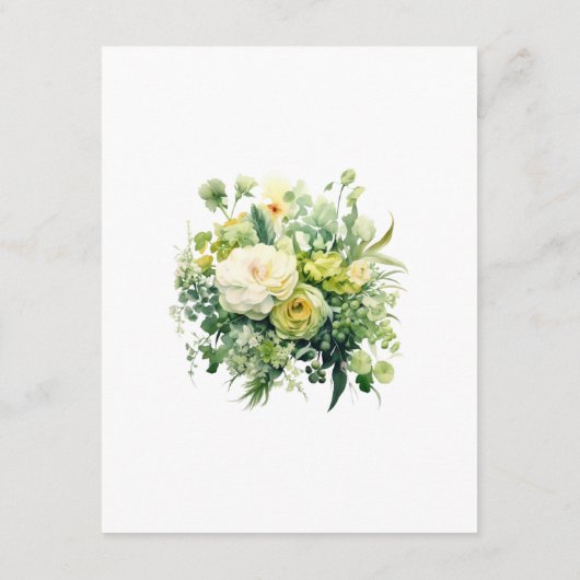 Tinten groene bloemige bruiloft gast details informatiekaartje (Achterkant)