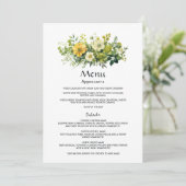 Tinten groene bloemige bruiloft menu (Staand voorkant)