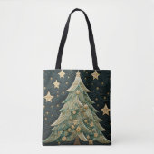 TINTEN GROENE QUILTED LOOK KERSTBOMEN TOTE BAG (Voorkant)