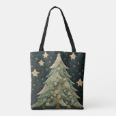 TINTEN GROENE QUILTED LOOK KERSTBOMEN TOTE BAG (Achterkant)