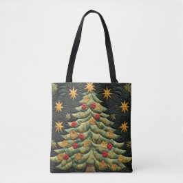 TINTEN GROENE QUILTED LOOK KERSTBOMEN TOTE BAG
