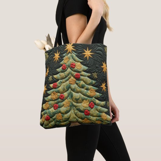 TINTEN GROENE QUILTED LOOK KERSTBOMEN TOTE BAG (Dichtbij)