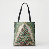 TINTEN GROENE QUILTED LOOK KERSTBOMEN TOTE BAG (Voorkant)