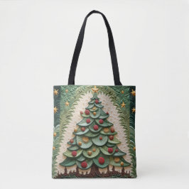 TINTEN GROENE QUILTED LOOK KERSTBOMEN TOTE BAG