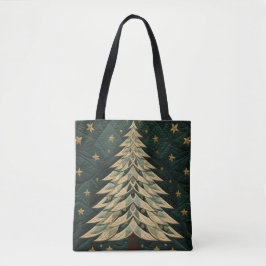 TINTEN GROENE QUILTED LOOK KERSTBOMEN TOTE BAG