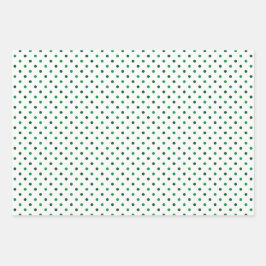 TINTEN IERS GROEN & WITTE KLAVERTJES & PATRONEN INPAKPAPIER VEL