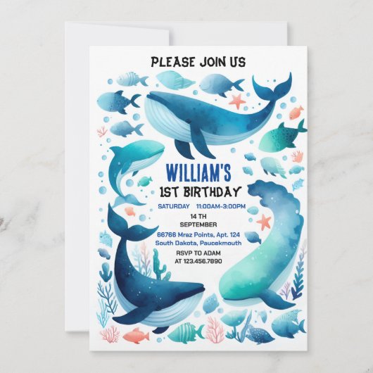 tinten koele vis zee blauwe walvishaai 1e Verjaard Kaart (Voorkant)