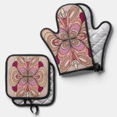 tinten Oven Mitt & Pot Holder Ovenwant & Pannenlap Set (Voorkant / Achterkant)