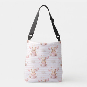 TINTEN ROZE TEDDYBEREN MET BALLONNEN CROSSBODY TAS
