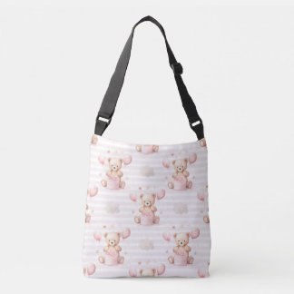 TINTEN ROZE TEDDYBEREN MET BALLONNEN CROSSBODY TAS