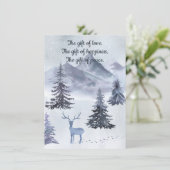 Tinten van blauw Aquarel Winterlandschap  Feestdagenkaart (Staand voorkant)