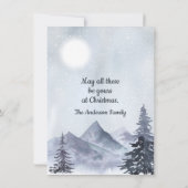 Tinten van blauw Aquarel Winterlandschap  Feestdagenkaart (Achterkant)