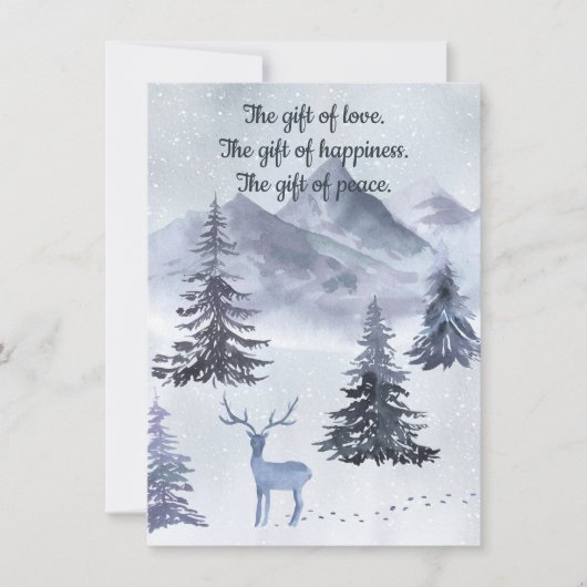 Tinten van blauw aquarel winterlandschap  feestdagenkaart (Voorkant)