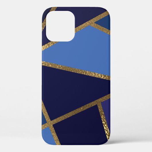 Tinten van blauw en goud bronzen geometrische chic Case-Mate iPhone case (Achterkant)