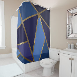 Tinten van blauw en goud bronzen geometrische chic douchegordijn