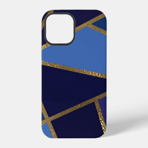 Tinten van blauw en goud bronzen geometrische chic iPhone 12 hoesje