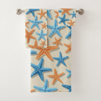 TINTEN VAN BLAUW EN ORANJE TROPISCHE ZEESTER BAD HANDDOEK