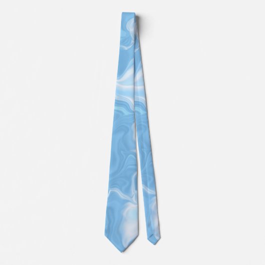 Tinten van blauw en witte golven stropdas (Voorkant)