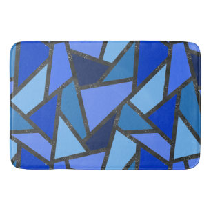 Tinten van blauw glas-in-lood patroon badmat