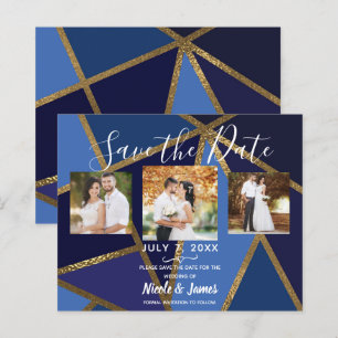 Tinten van Blauw & Goud Bronzen Geometrisch Bewaar