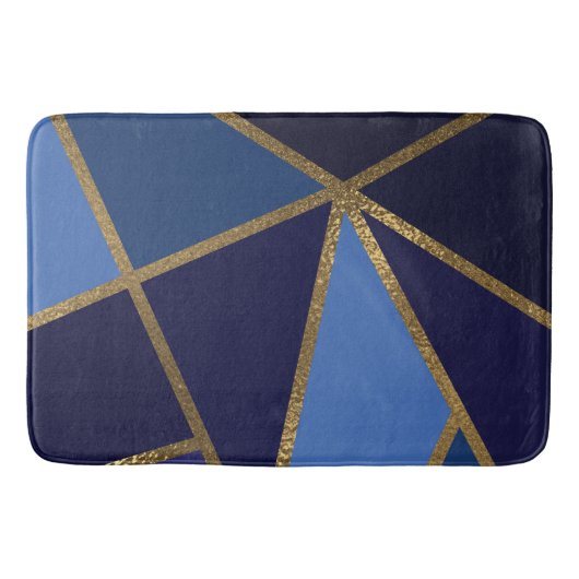Tinten van Blauw & Goud Bronzen Geometrisch Chic B Badmat (Voorkant)