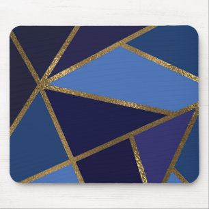 Tinten van Blauw & Goud Bronzen Geometrisch Chic K Muismat