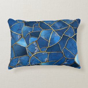TINTEN VAN BLAUW & GOUD MOZAÏEK CHIP PATRONEN ACCENT KUSSEN