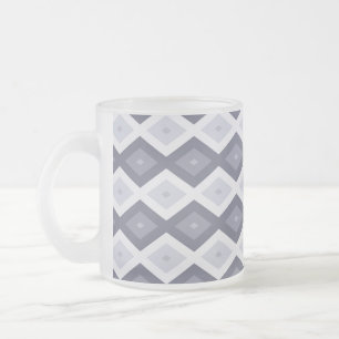 Tinten van blauw grijs diamant patroon matglas koffiemok