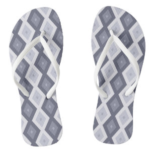 Tinten van blauw grijs diamant patroon teenslippers