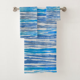 Tinten van blauw, grijs en wit Ombre Gestreept Bad Handdoek