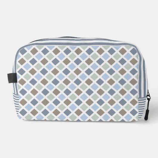 TINTEN VAN BLAUW GROEN & GRIJS PLAID PATROON TOILETTASJE (Voorkant)