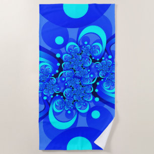 Tinten van blauw moderne abstracte fractale kunst strandlaken