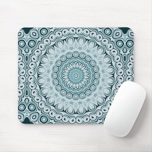 Tinten van blauw nautisch mandala-ontwerp muismat (Met muis)