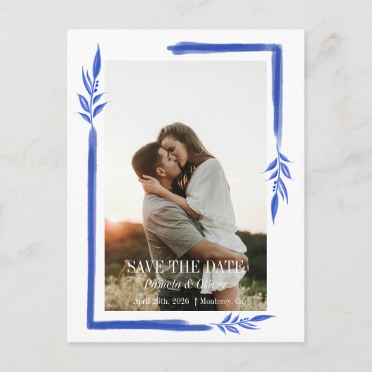 Tinten van blauw Save the Date Briefkaart (Voorkant)