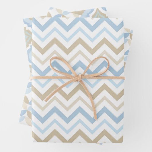 TINTEN VAN BLAUW & TAN PATRONEN INPAKPAPIER VEL (In situ)