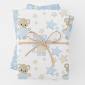 TINTEN VAN BLAUW & TAN TEDDYBEREN & STERREN INPAKPAPIER VEL (In situ)