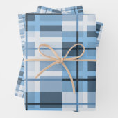 tinten van blauw traditioneel geometrisch patroon inpakpapier vel (In situ)