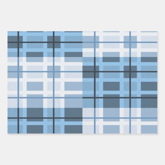 tinten van blauw traditioneel geometrisch patroon inpakpapier vel (Voorkant)