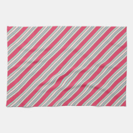 Tinten van blauw wit en roze strepen theedoek