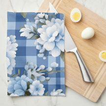TINTEN VAN BLAUW & WIT PLAID PATROON & BLOEMEN