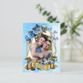 Tinten van blauwe aquarel Hydrangea's Save the dat Aankondigingskaart (Staand voorkant)