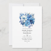 Tinten van Blauwe Bloemen Bruiloft Kaart (Voorkant)