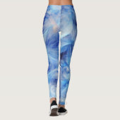 Tinten van Blauwe en Witte Veren Patroon Koel Leggings (Achterkant)