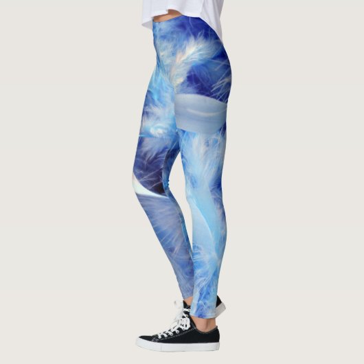 Tinten van Blauwe en Witte Veren Patroon Koel Leggings (Links)