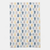 TINTEN VAN BLAUWE & GELE KERSTBOMEN THEEDOEK (Verticaal)