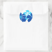 Tinten van blauwe hibiscus ronde sticker (Tas)