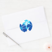 Tinten van blauwe hibiscus ronde sticker (Envelop)