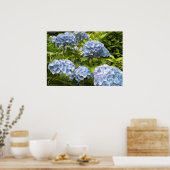 Tinten van Blauwe Hortensia's Poster (Keuken)