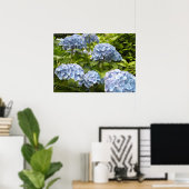 Tinten van Blauwe Hortensia's Poster (Thuiskantoor)
