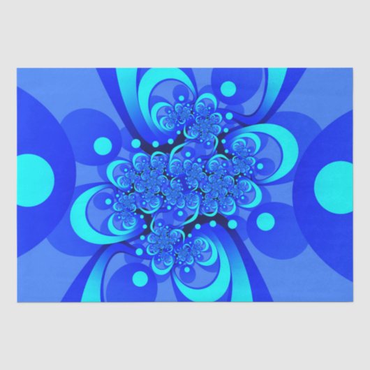 Tinten van blauwe moderne abstracte fractal kunst tissuepapier (Voorkant)